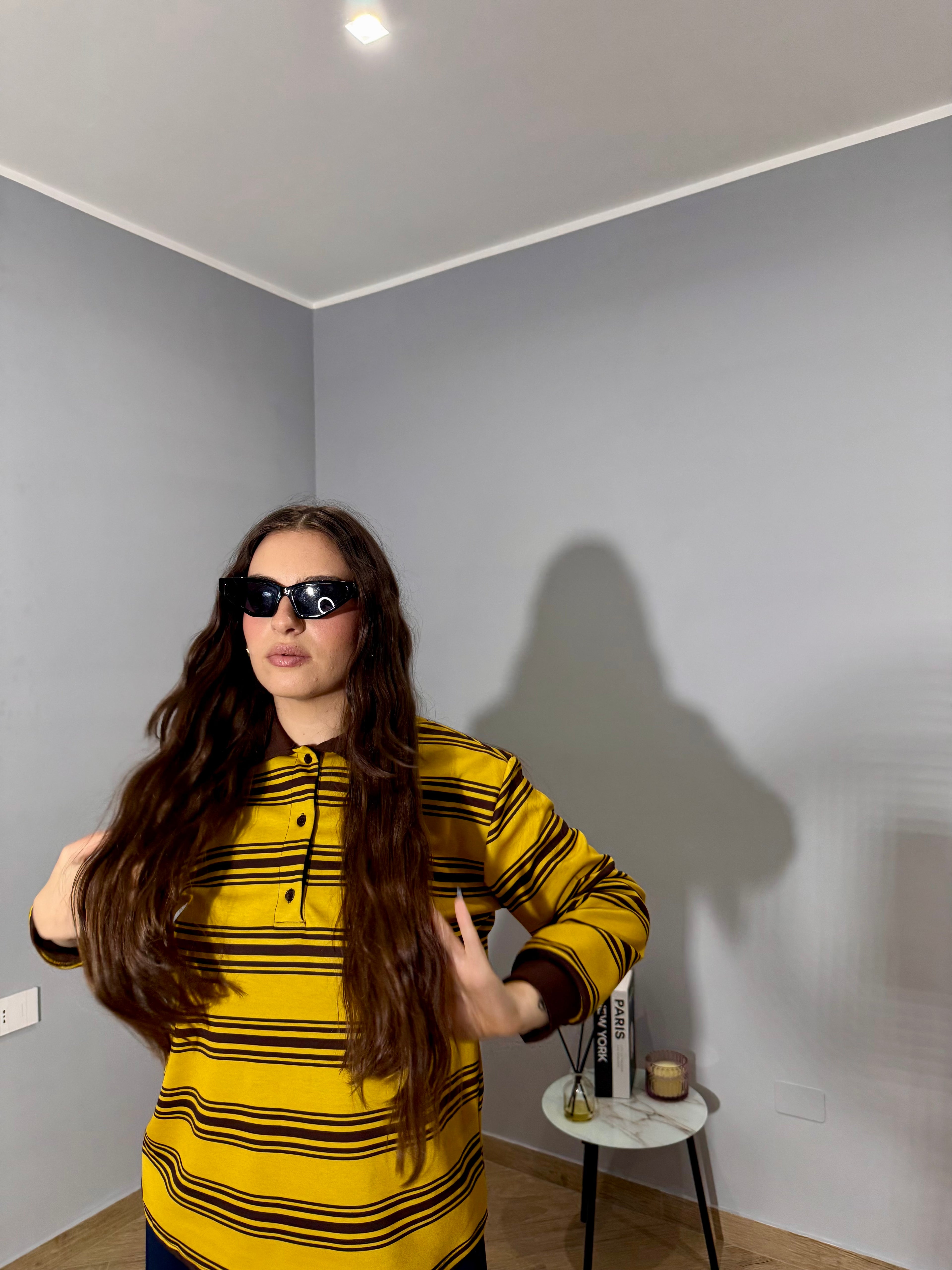 Polo Soft Righe Senape e Marrone