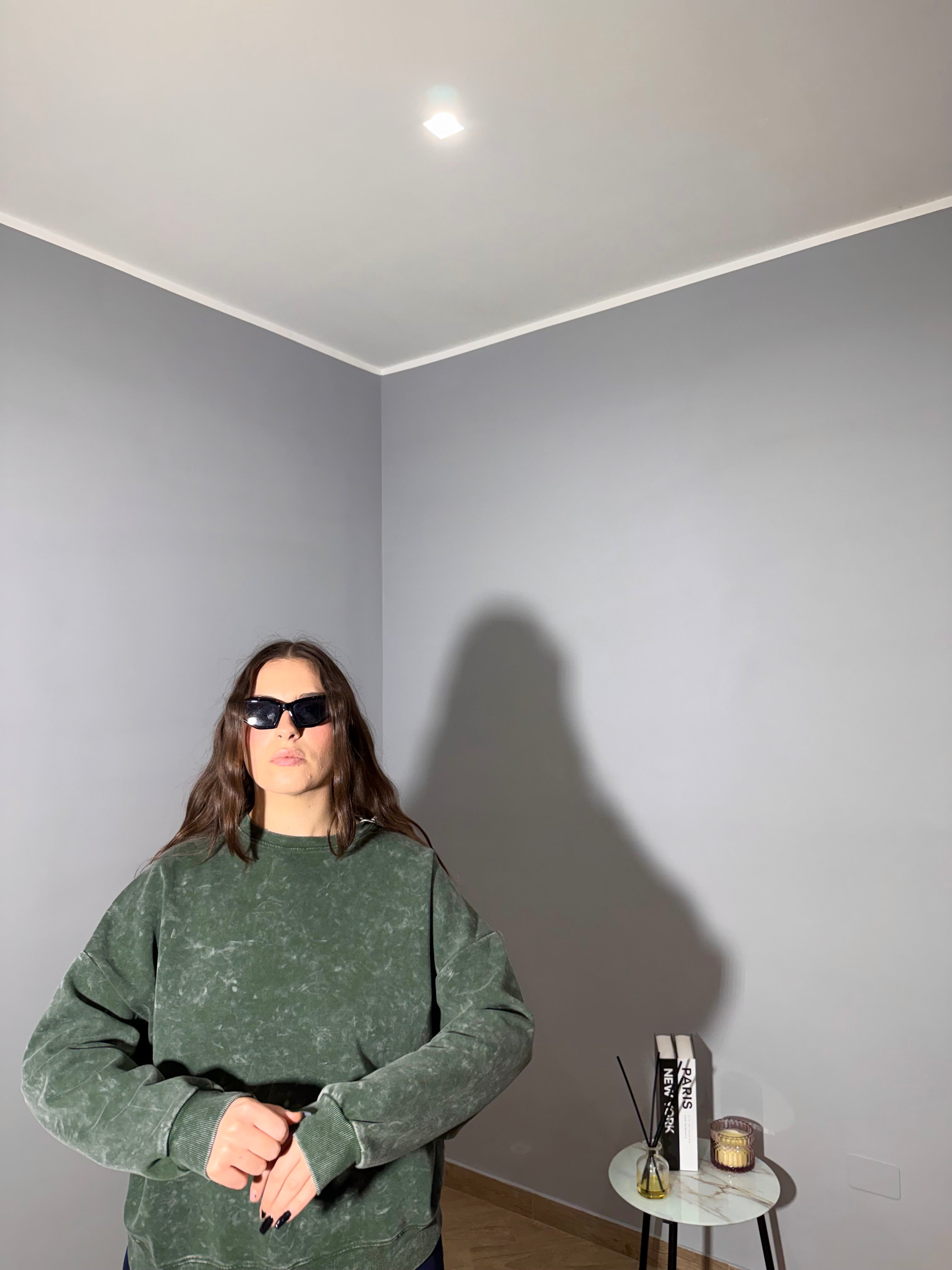 Felpa Lavaggio Vintage Verde