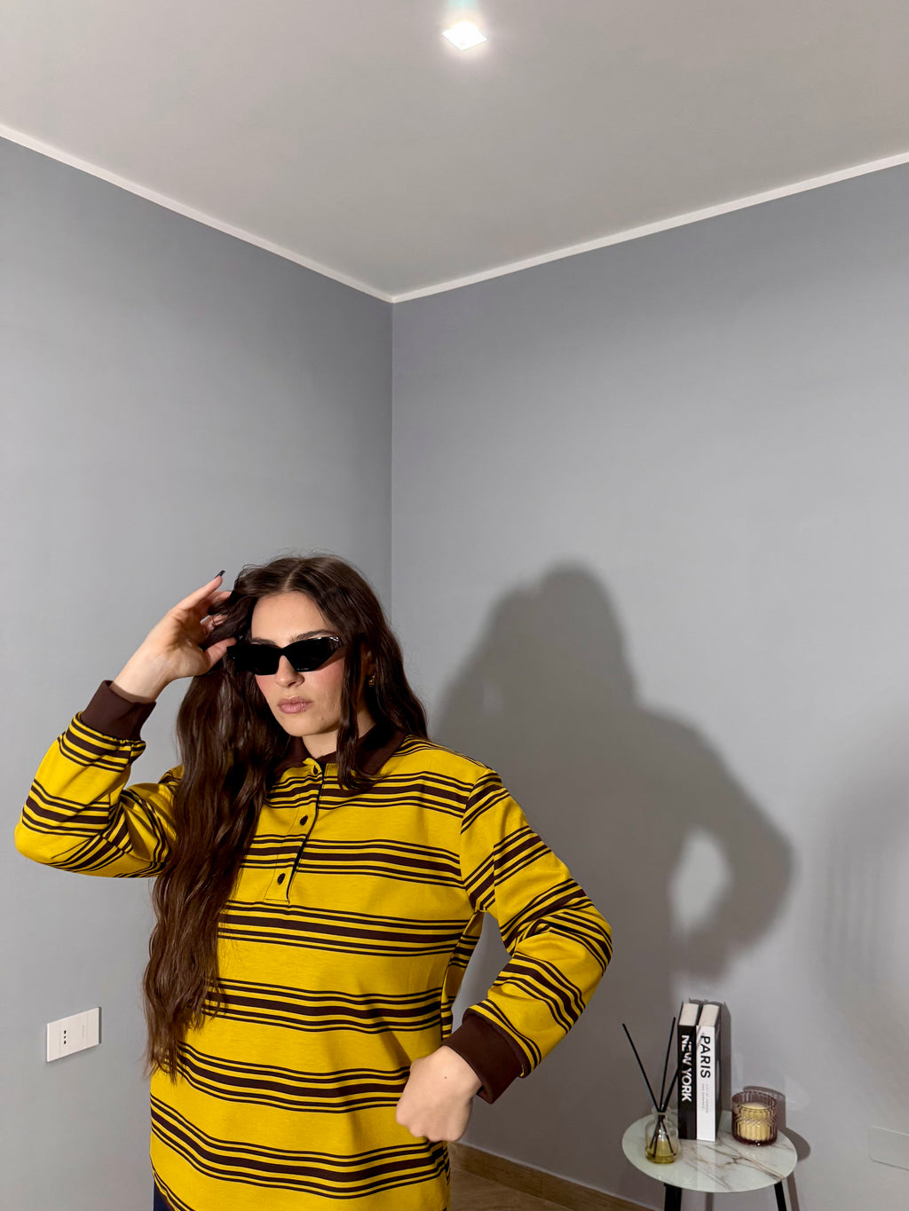 Polo Soft Righe Senape e Marrone